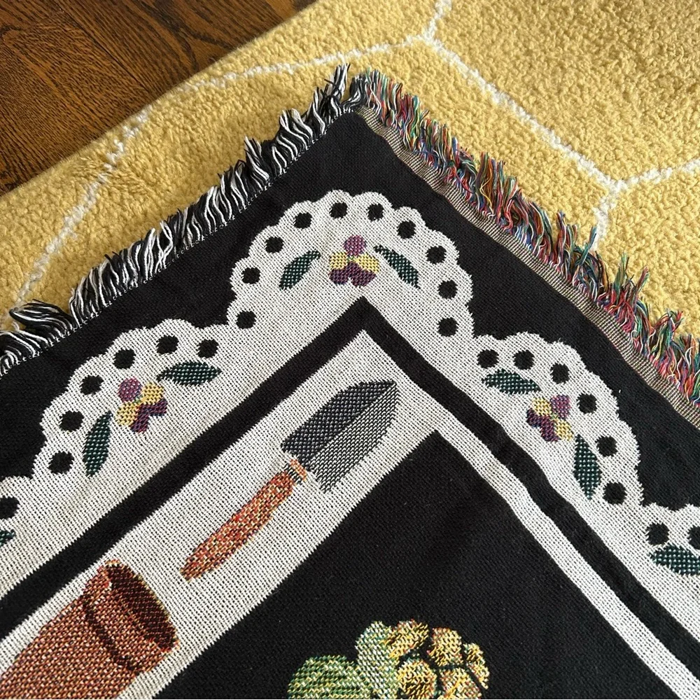 NWOT Claire Murray Potted Primrose woven tapestry blanket 53”x65” garden cottage
